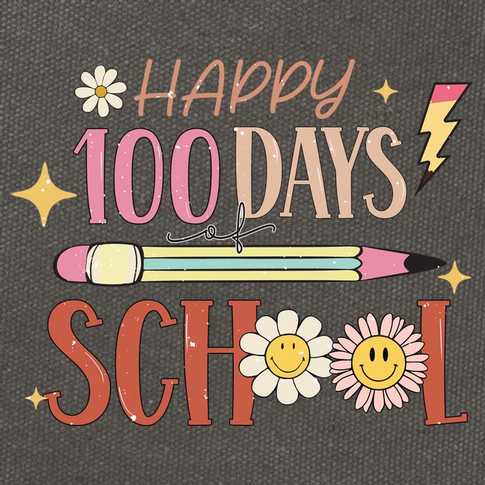 Happy 100th Day of School Shirt for Teacher or Child Cotton Canvas Backpack
