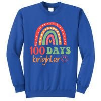 Rainbow 100 Days Brighter 100 Days Of School Groovy Retro Gift Sweatshirt