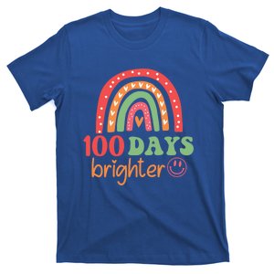 Rainbow 100 Days Brighter 100 Days Of School Groovy Retro Gift T-Shirt