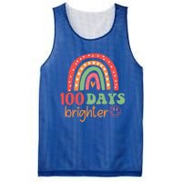 Rainbow 100 Days Brighter 100 Days Of School Groovy Retro Gift Mesh Reversible Basketball Jersey Tank