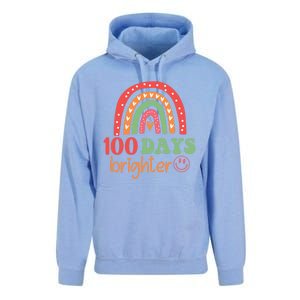 Rainbow 100 Days Brighter 100 Days Of School Groovy Retro Gift Unisex Surf Hoodie