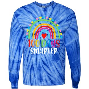 Rainbow 100 Days Of School 100 Days Smarter Gift Tie-Dye Long Sleeve Shirt