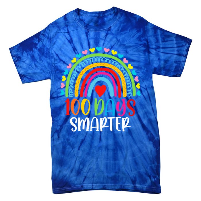 Rainbow 100 Days Of School 100 Days Smarter Gift Tie-Dye T-Shirt