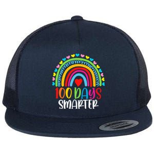 Rainbow 100 Days Of School 100 Days Smarter Gift Flat Bill Trucker Hat