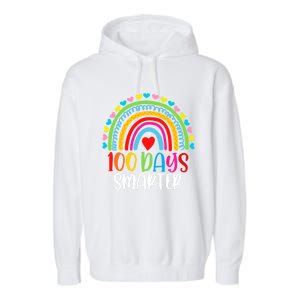 Rainbow 100 Days Of School 100 Days Smarter Gift Garment-Dyed Fleece Hoodie