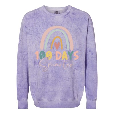 Rainbow 100 Days Smarter Teacher Student 100th Day Of School Gift Colorblast Crewneck Sweatshirt