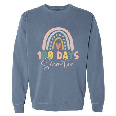 Rainbow 100 Days Smarter Teacher Student 100th Day Of School Gift Garment-Dyed Sweatshirt