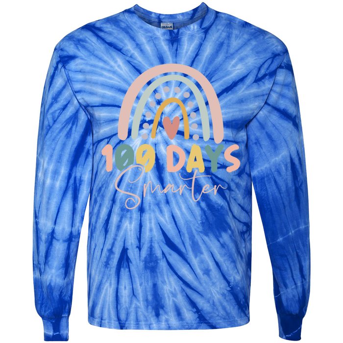 Rainbow 100 Days Smarter Teacher Student 100th Day Of School Gift Tie-Dye Long Sleeve Shirt