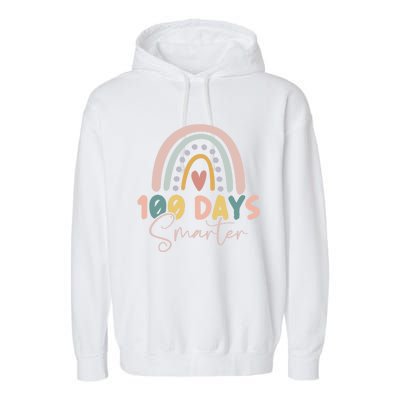 Rainbow 100 Days Smarter Teacher Student 100th Day Of School Gift Garment-Dyed Fleece Hoodie