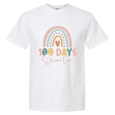 Rainbow 100 Days Smarter Teacher Student 100th Day Of School Gift Garment-Dyed Heavyweight T-Shirt