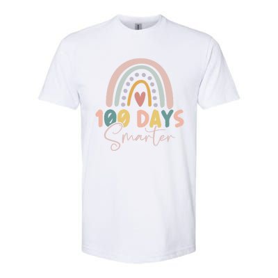 Rainbow 100 Days Smarter Teacher Student 100th Day Of School Gift Softstyle CVC T-Shirt