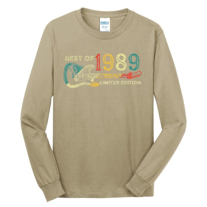 Retro 1989 Electric Guitar Birthday Guitarist Vintage 80s Tall Long Sleeve T-Shirt