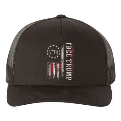 Retro 1776 Free Trump American Flag Yupoong Adult 5-Panel Trucker Hat