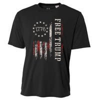 Retro 1776 Free Trump American Flag Cooling Performance Crew T-Shirt