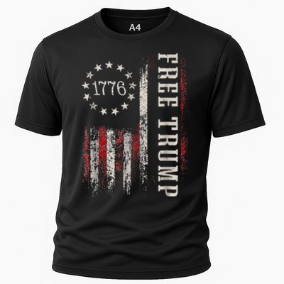 Retro 1776 Free Trump American Flag Cooling Performance Crew T-Shirt