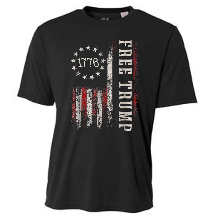 Retro 1776 Free Trump American Flag Cooling Performance Crew T-Shirt