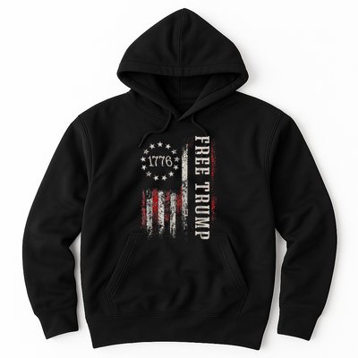 Retro 1776 Free Trump American Flag Hoodie