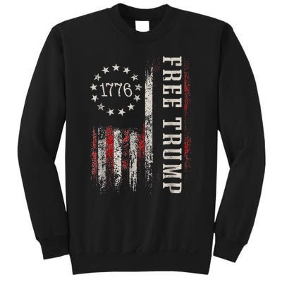 Retro 1776 Free Trump American Flag Sweatshirt