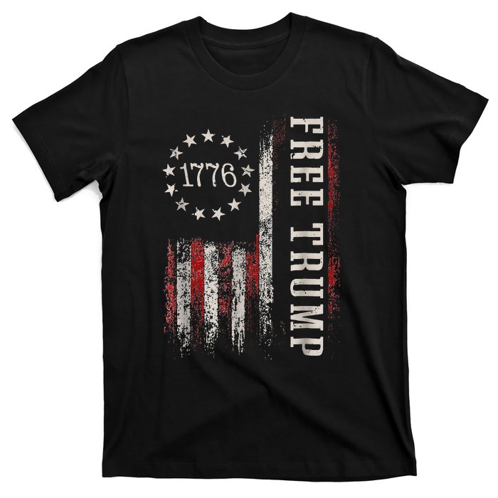 Retro 1776 Free Trump American Flag T-Shirt