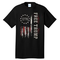 Retro 1776 Free Trump American Flag Tall T-Shirt