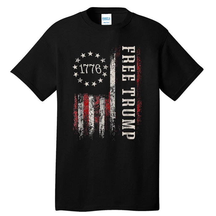 Retro 1776 Free Trump American Flag Tall T-Shirt