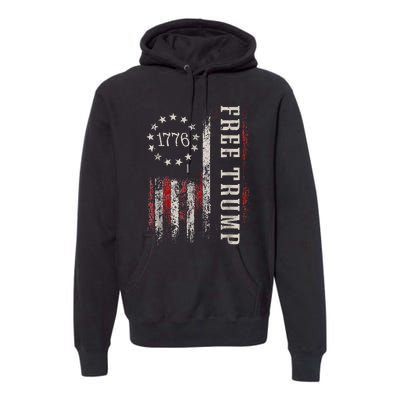 Retro 1776 Free Trump American Flag Premium Hoodie