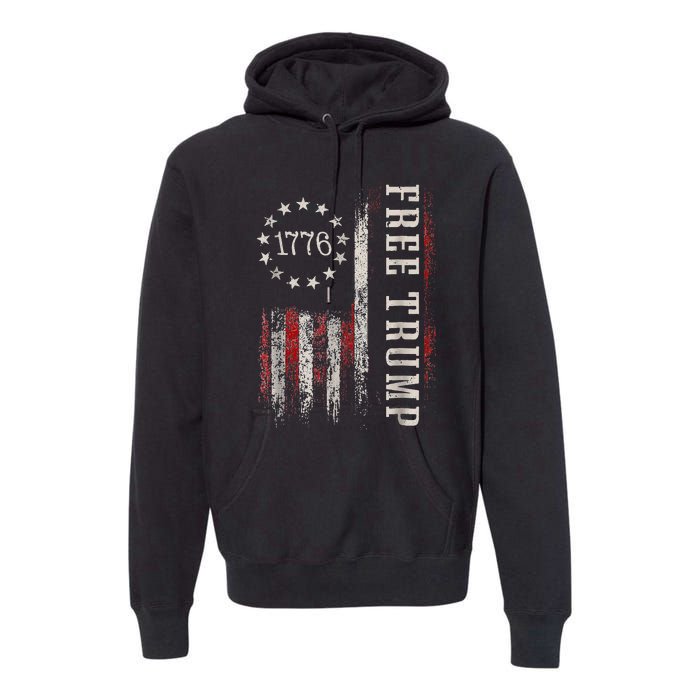 Retro 1776 Free Trump American Flag Premium Hoodie