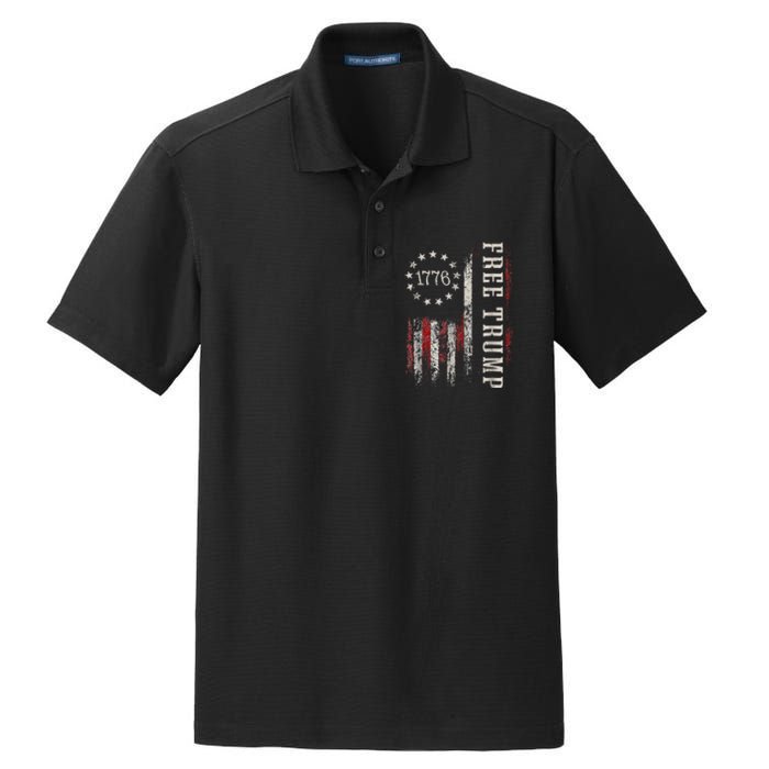 Retro 1776 Free Trump American Flag Dry Zone Grid Polo