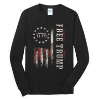 Retro 1776 Free Trump American Flag Tall Long Sleeve T-Shirt