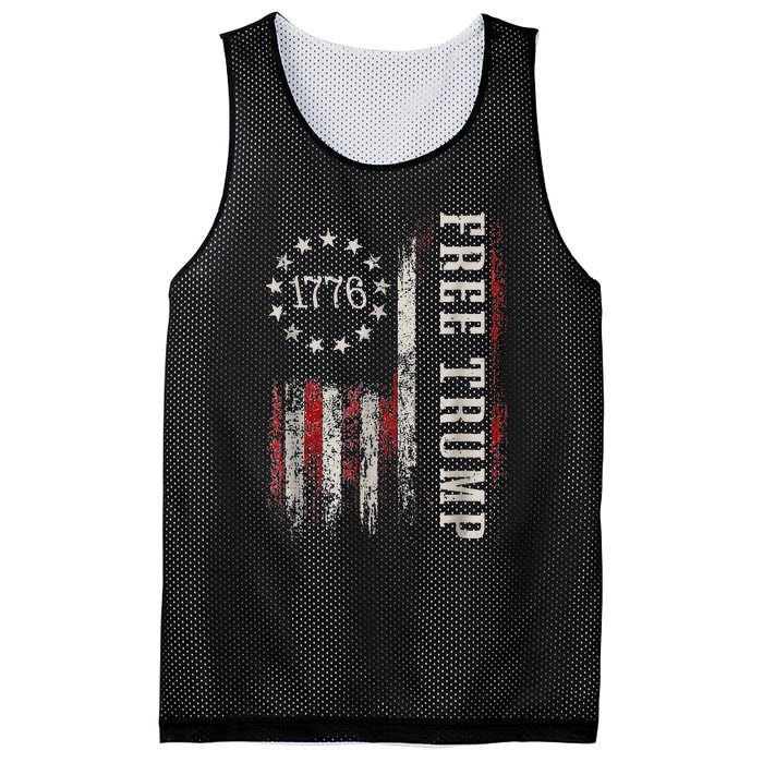 Retro 1776 Free Trump American Flag Mesh Reversible Basketball Jersey Tank