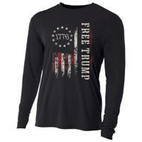 Retro 1776 Free Trump American Flag Cooling Performance Long Sleeve Crew