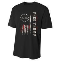 Retro 1776 Free Trump American Flag Performance Sprint T-Shirt