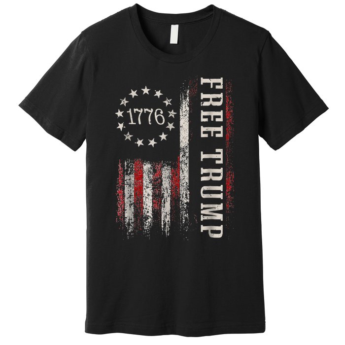 Retro 1776 Free Trump American Flag Premium T-Shirt