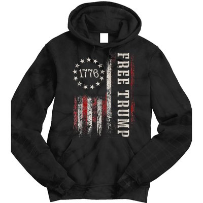 Retro 1776 Free Trump American Flag Tie Dye Hoodie