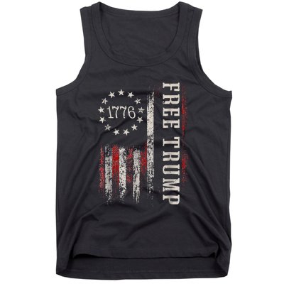 Retro 1776 Free Trump American Flag Tank Top