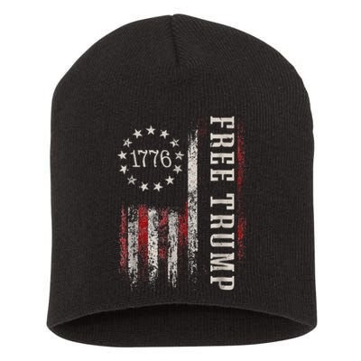 Retro 1776 Free Trump American Flag Short Acrylic Beanie