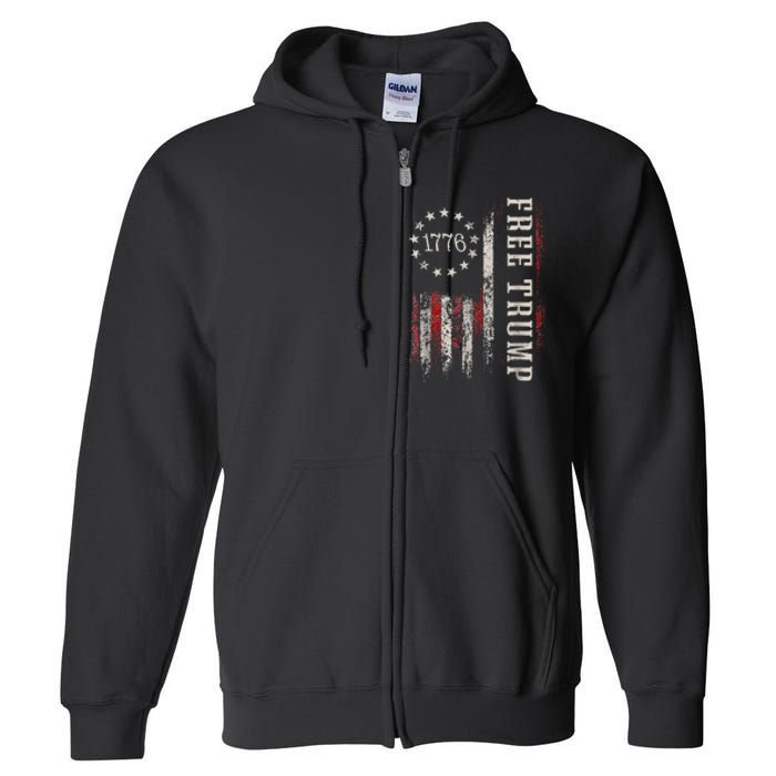 Retro 1776 Free Trump American Flag Full Zip Hoodie