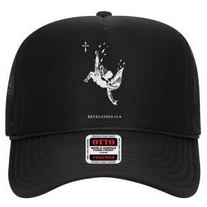 Revelations 129 Fallen Angel Satan Biblical Art High Crown Mesh Back Trucker Hat