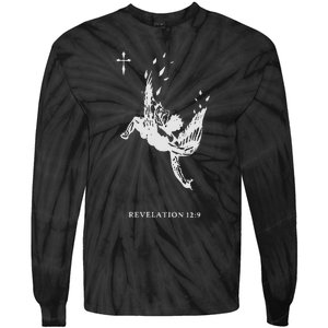 Revelations 129 Fallen Angel Satan Biblical Art Tie-Dye Long Sleeve Shirt