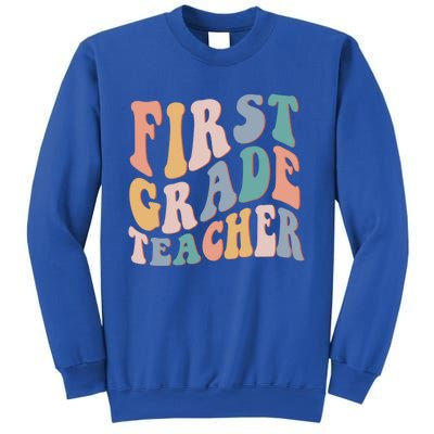 Retro 1St Grade Teacher Back To School First Grade Teacher Meaningful Gift Sweatshirt