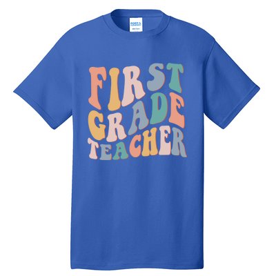 Retro 1St Grade Teacher Back To School First Grade Teacher Meaningful Gift Tall T-Shirt