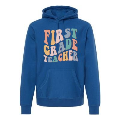 Retro 1St Grade Teacher Back To School First Grade Teacher Meaningful Gift Premium Hoodie