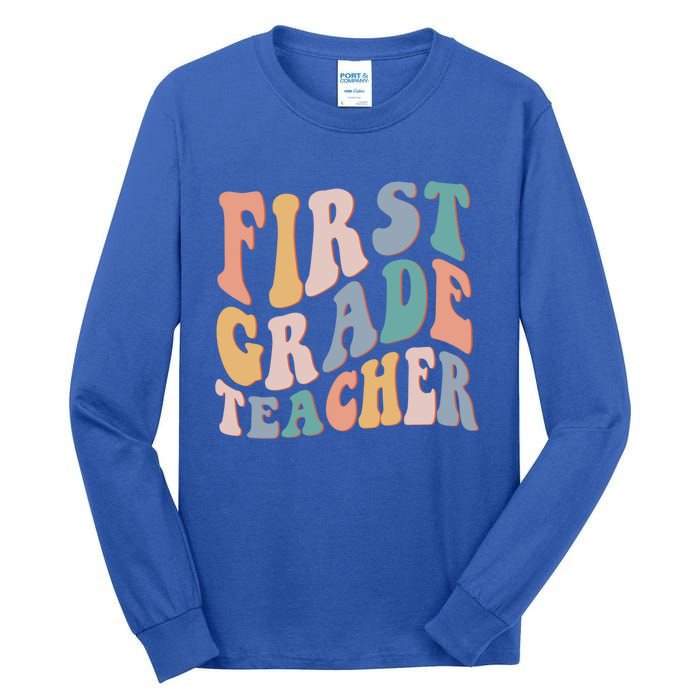 Retro 1St Grade Teacher Back To School First Grade Teacher Meaningful Gift Tall Long Sleeve T-Shirt