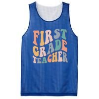 Retro 1St Grade Teacher Back To School First Grade Teacher Meaningful Gift Mesh Reversible Basketball Jersey Tank