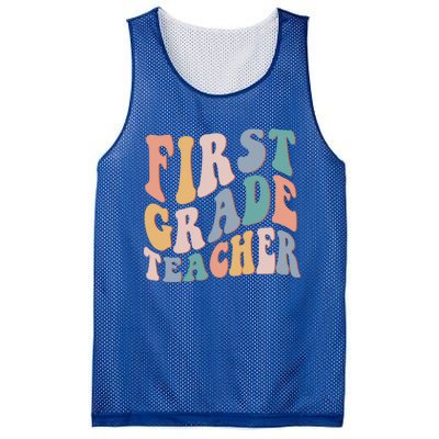 Retro 1St Grade Teacher Back To School First Grade Teacher Meaningful Gift Mesh Reversible Basketball Jersey Tank