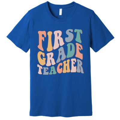 Retro 1St Grade Teacher Back To School First Grade Teacher Meaningful Gift Premium T-Shirt