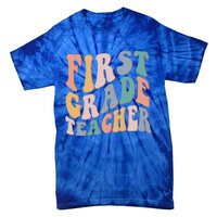 Retro 1St Grade Teacher Back To School First Grade Teacher Meaningful Gift Tie-Dye T-Shirt