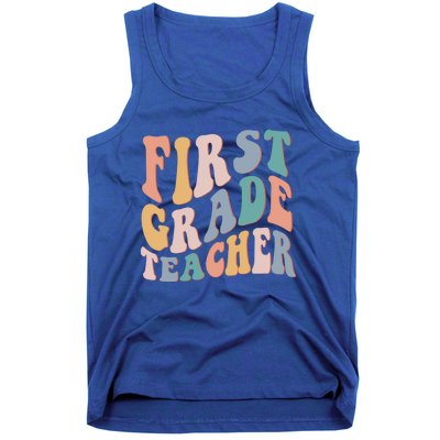 Retro 1St Grade Teacher Back To School First Grade Teacher Meaningful Gift Tank Top