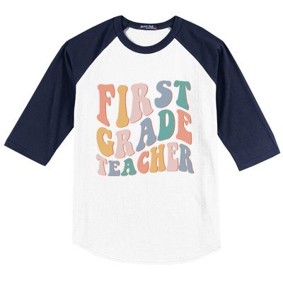 Retro 1St Grade Teacher Back To School First Grade Teacher Meaningful Gift Baseball Sleeve Shirt