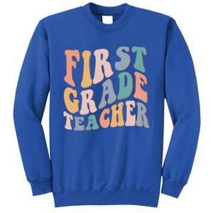 Retro 1St Grade Teacher Back To School First Grade Teacher Gift Sweatshirt